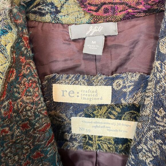 Floral Tapestry Patchwork Jacket J Jill Re: Crafted Womens Limited Wool SZ M - Picture 3 of 16